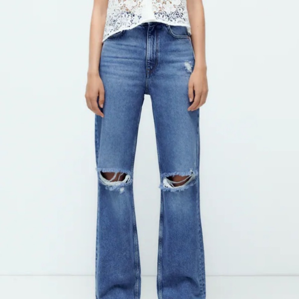 ZARA Z1975 FULL LENGTH RIPPED JEANS SIZE 6 (USA)